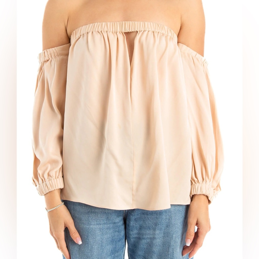 Milly Petite Pink Silk Off Shoulder Top